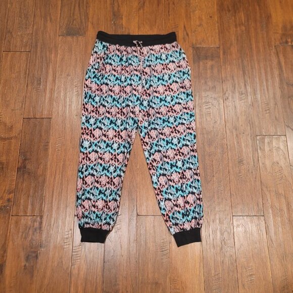 Black/Blue/Pink Patterned Sweatpants - Size L - Picture 2 of 8
